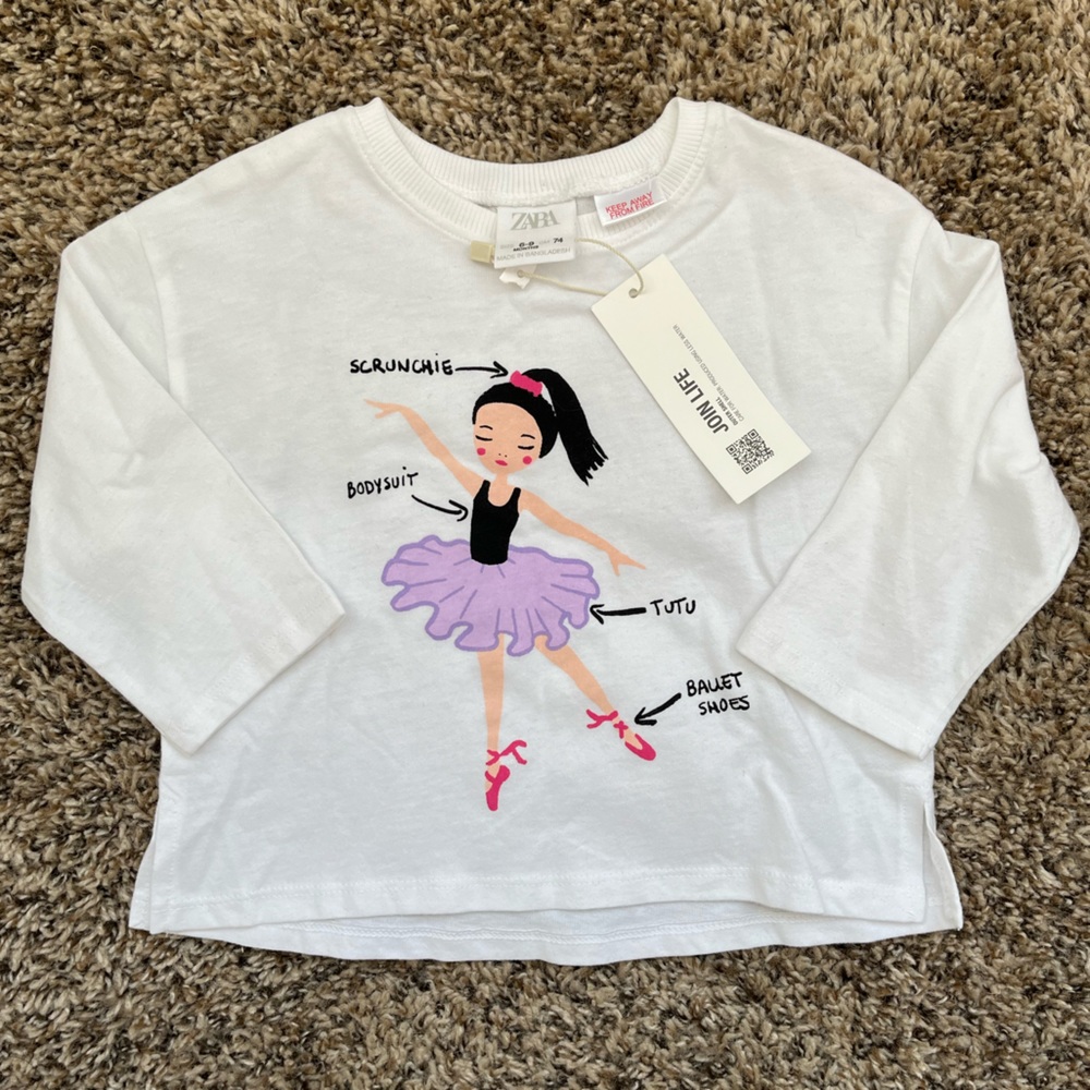 NWT Zara Baby Girl Long Sleeve Ballerina Shirt